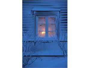 Julekort med eget trykk A6 stående motiv: frostet vindu 